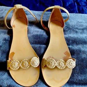 Gold, around the ankle sandals. Jack Rogers. Sz8